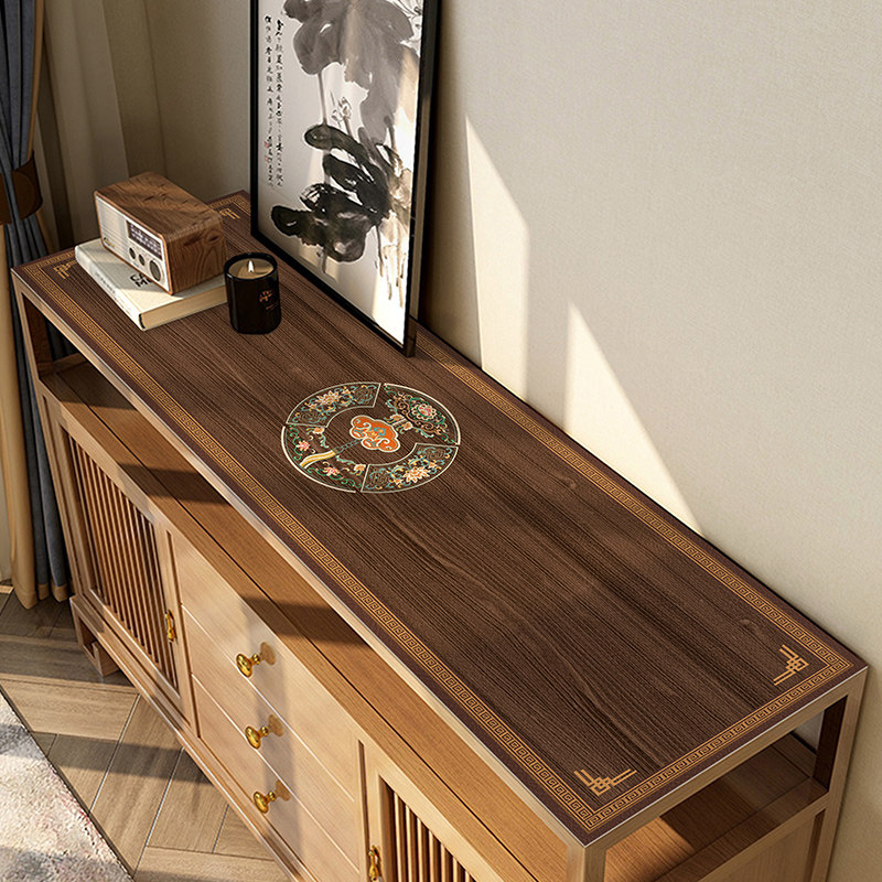 新中式餐边柜桌垫轻奢高级感玄关鞋柜垫子皮革电视柜台面保护垫,居家布艺,桌布,淘宝优惠券,粉丝福利购,淘宝优惠卷