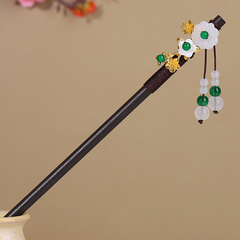 古风发簪流苏步摇木簪子女仿黑檀