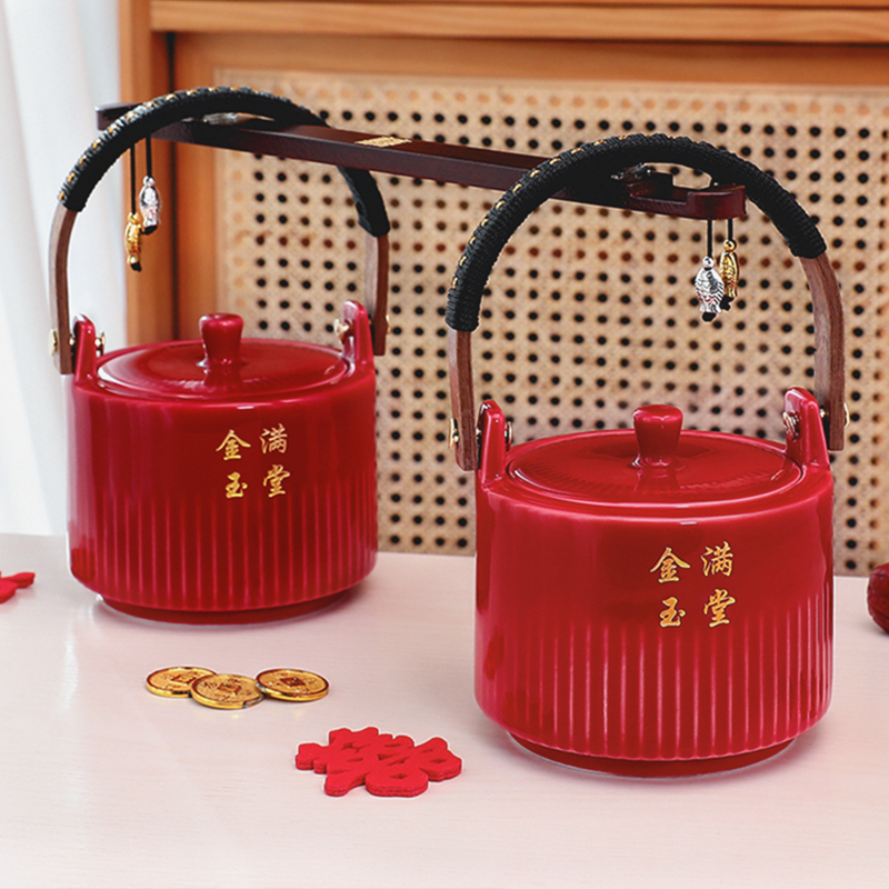 子孙桶结婚用品大全红色喜桶出嫁一对女方陪嫁喜事摆件娘家嫁妆