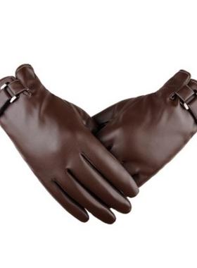 2018 winter glove pu leather phone screen touch men gloves