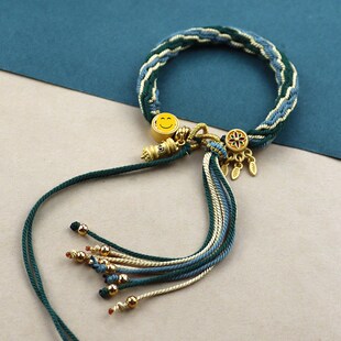 藏式手绳手搓棉绳五彩手绳手工编织民族风手链唐卡藏饰轮回手链