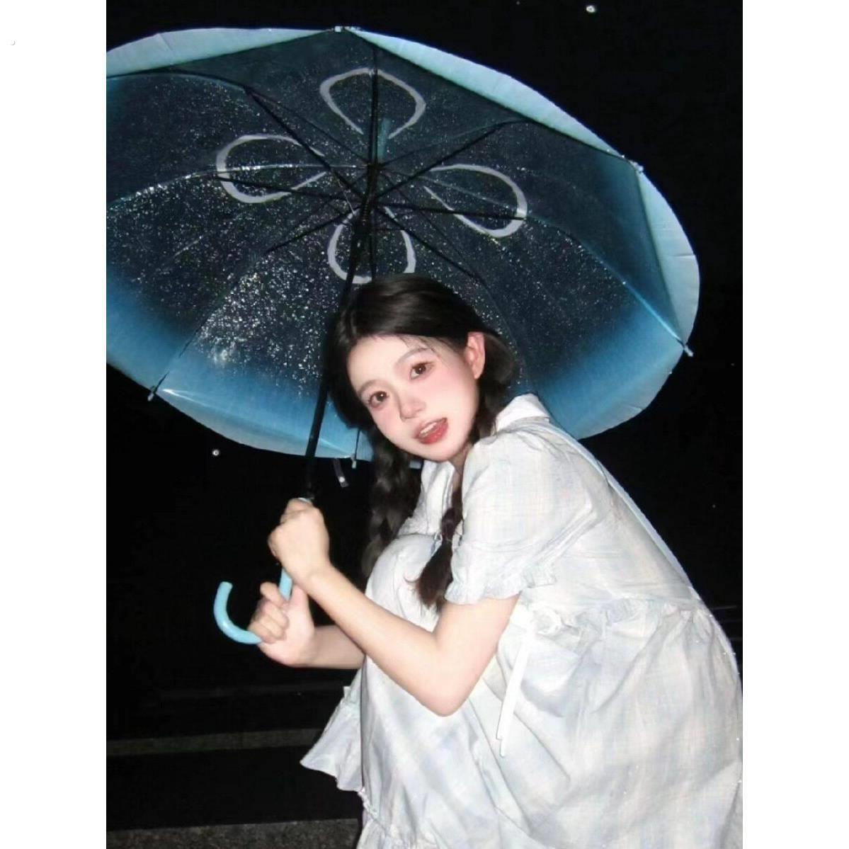 水母伞高颜值梦幻现货透明长柄雨伞日系女全自动加厚防风直柄伞