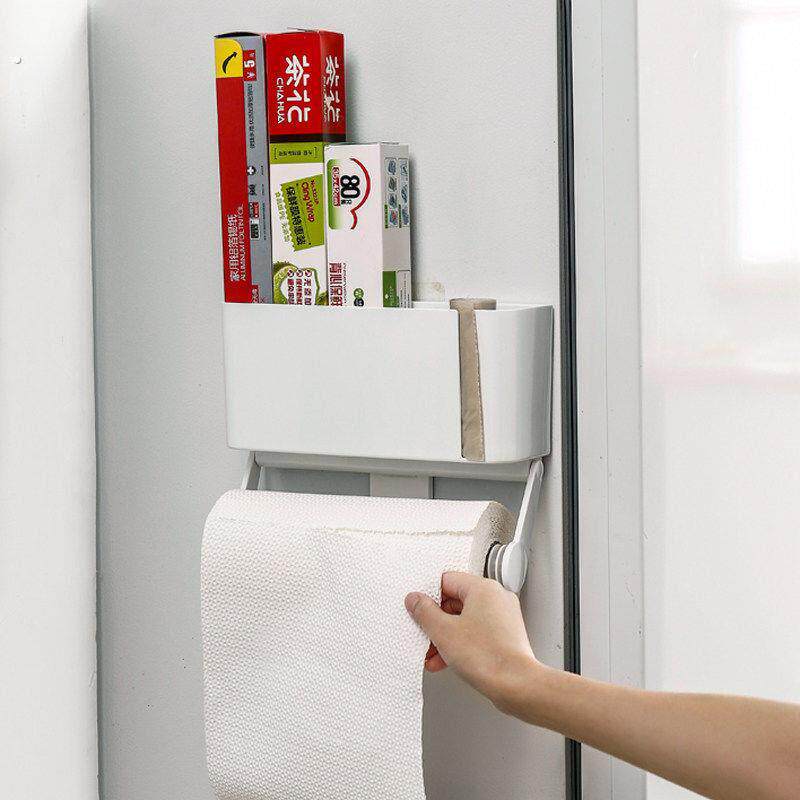 免打孔冰箱挂架侧壁挂冰箱架厨房置物架保鲜膜收纳层架厨房纸巾架