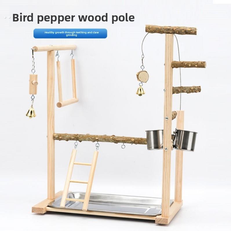 鹦鹉站杆玄风桌面落地磨爪站台花椒木树枝秋千站架鹦鹉玩具用品
