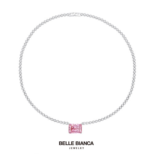 方形锆石宝石项链choker
