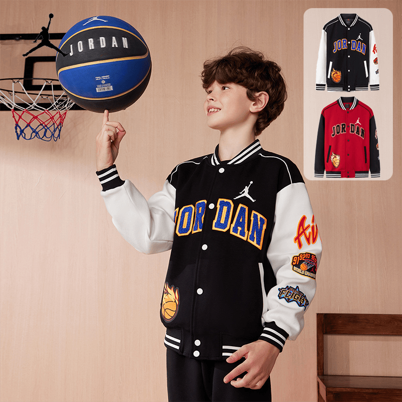 Nike耐克童装24春秋男童加厚针织夹克青少年中大童儿童外套棒球服