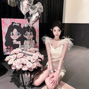 网红气球抱抱桶玫瑰生日礼物鲜花快递同城曼塔花束北京上海配送店