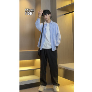 衬衫长袖纯棉SYIShunyi条纹宽松