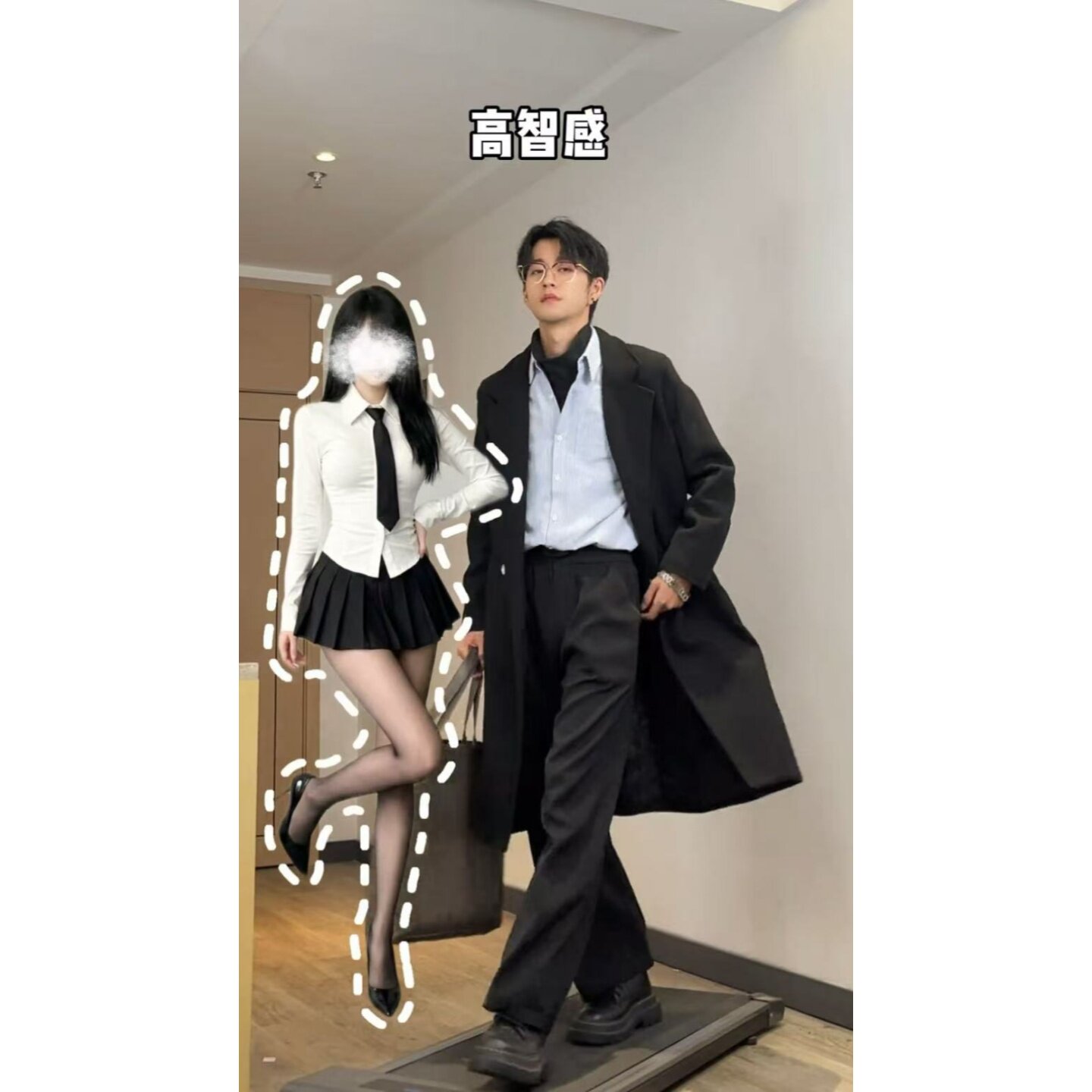 冬季英伦黑色中长毛呢大衣男通勤