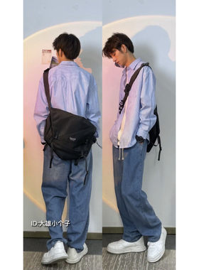 小个子长袖条纹衬衫港风宽松