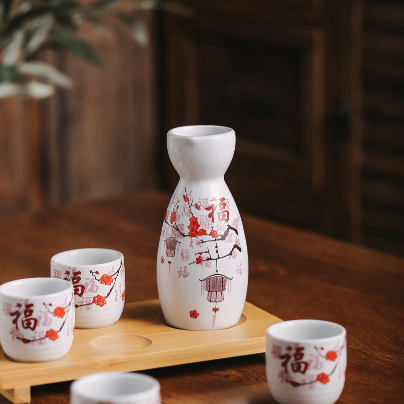 复古陶瓷清酒壶酒杯清酒具酒瓶一壶四杯套礼盒套装分酒器具小酒盅