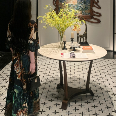 孙智惠奢华重工印花连衣裙