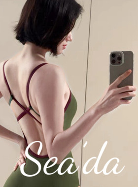 Sea’da【苔藓绿/栗子棕】新款复古绿色棕色专业竞速连体泳衣开叉