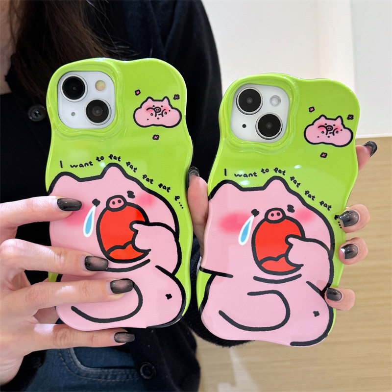 搞怪哭泣小猪适用iphone15卡通14promax手机壳13/12菲林11可爱新