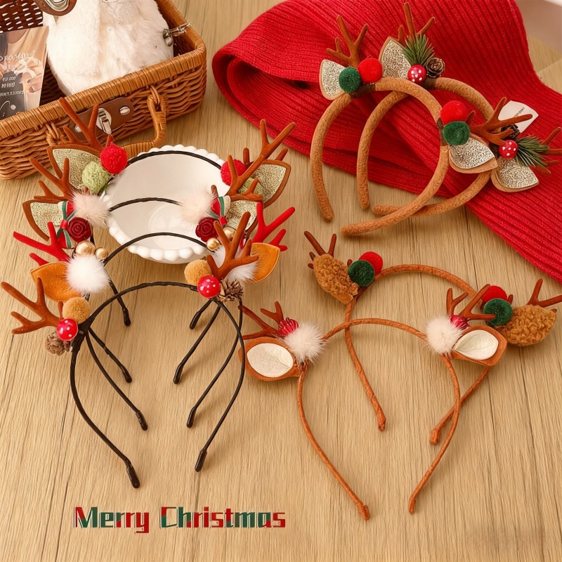 森系鹿角圣诞发箍发捆女cos节日装扮道具可爱儿童圣诞节头箍头饰