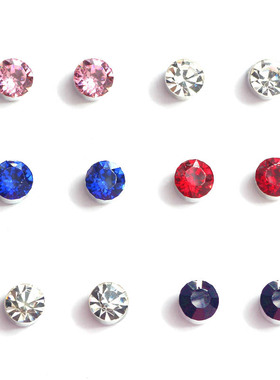 E1446 韩版吸铁石水钻款磁铁耳夹 男女通用圆形无耳洞耳环耳夹