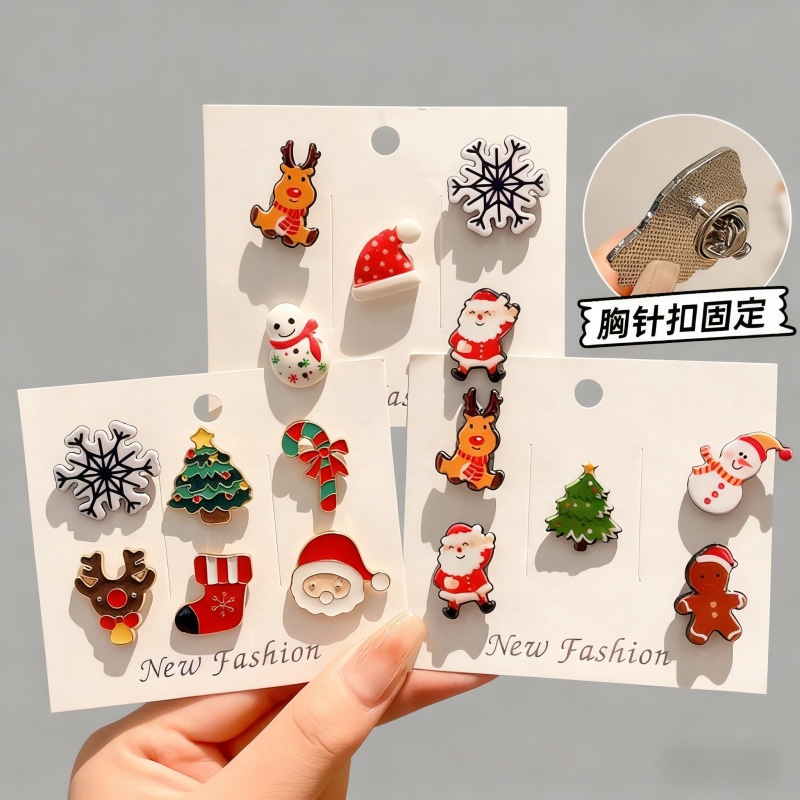 圣诞节雪花别针可爱轻奢卡通饰品徽章感圣诞老人毛衣圣诞胸针