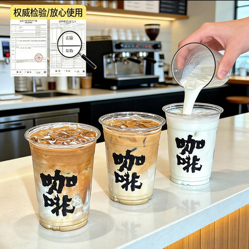 一次性PET带盖透明冷饮杯可定制
