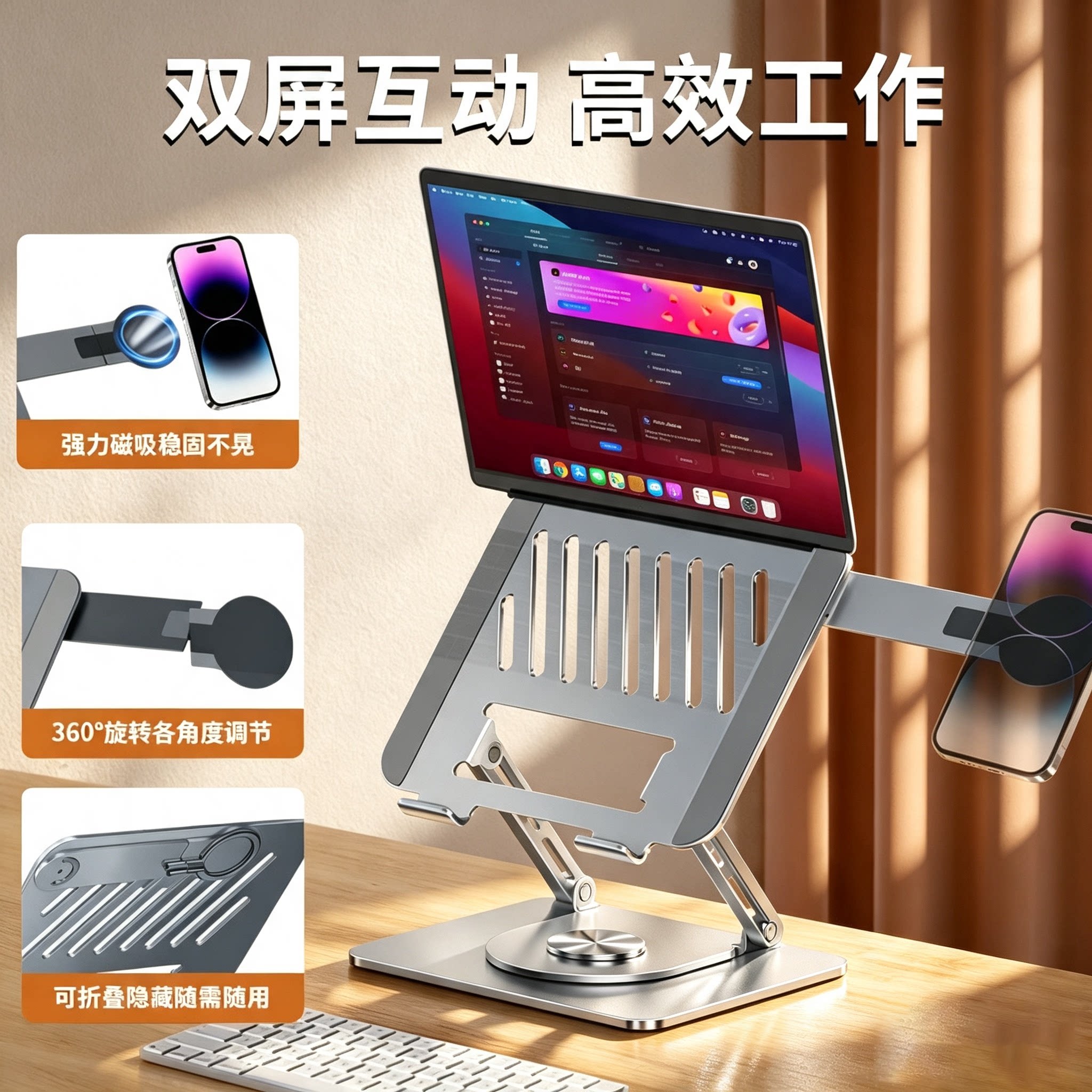 360度旋转升降笔记本电脑支架图片