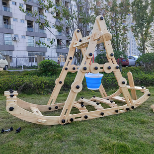 幼儿园螺母积木玩具儿童实心原木大块拼搭安吉游戏大型建构积木