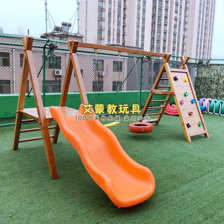 儿童户外木制荡秋千架