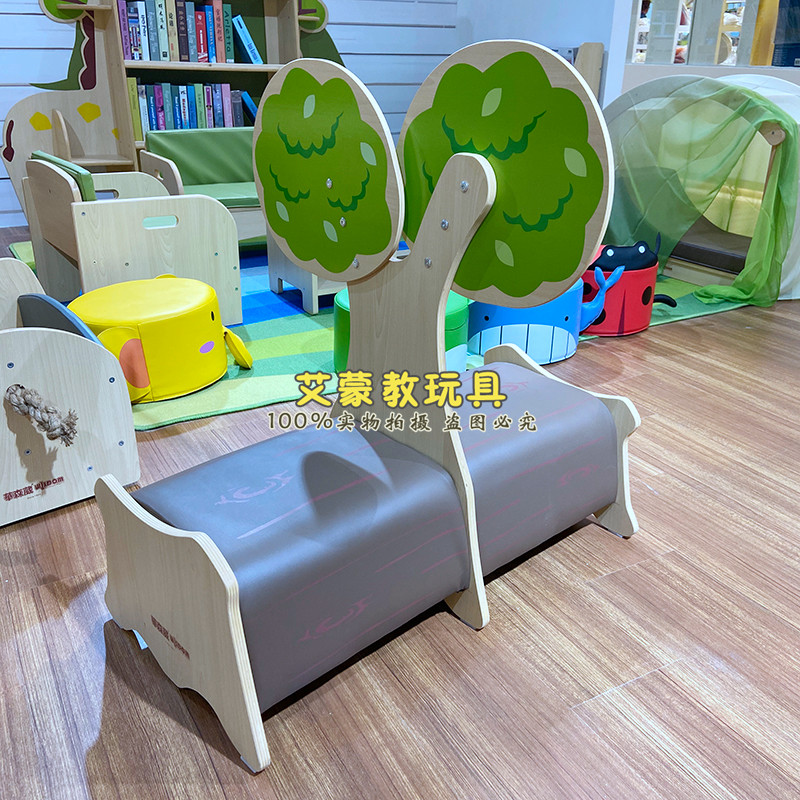 沙发座椅麋鹿幼儿早教儿童卡通动物木制沙发座椅毛毛虫兔子斑马凳