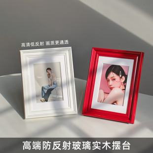亲签签名照高端防反射玻璃实木相框摆台定制设计高清摆件无酸保护