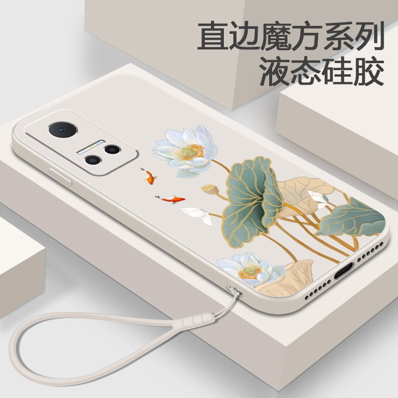 中国风适用华为荣耀PlAY6T手机壳Paly6TPro液态硅胶HonorPlay6TPor荷花软壳女6Prot全包钢化膜防摔超薄保护套