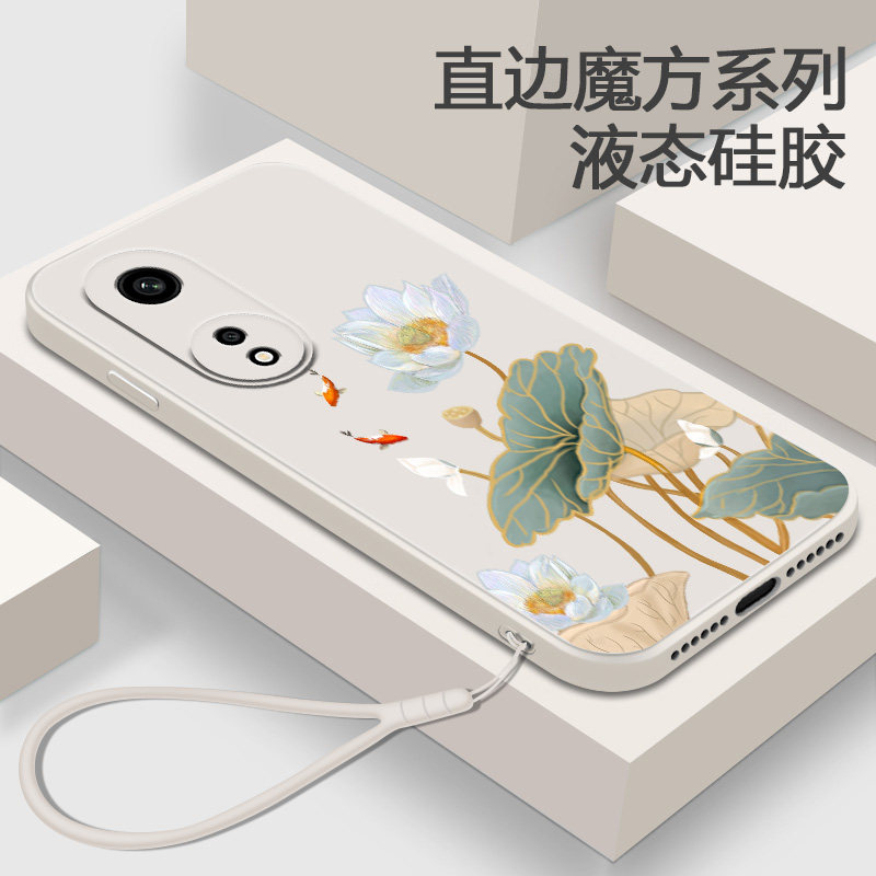 中国风适用OPPOA1Pro手机壳5G液态硅胶OPPO A59妈妈款A57荷花软壳女A7全包A7X高级A5防摔A3复古st女款opa套t