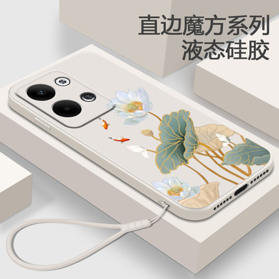 中国风适用OPPOReno9手机壳OPPO Reon8液态硅胶Pro荷花Por+小众软壳女Pr0十全包opReno高级复古85G防摔95G套