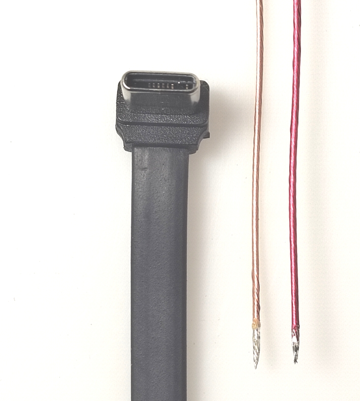 Type C弯头转接线充电宝硅胶软排线PD快充扁平2/5芯线长度155mm