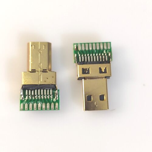 MICRO HDMI A夹板式公头微形HDMI镀金款19P高清视频插头带板款