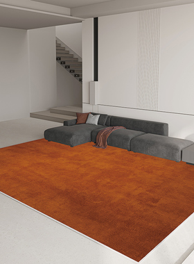 纯色橙色地毯客厅轻奢高级沙发茶几毯卧室地垫家用免洗免打理商用