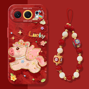 油画小飞马手机壳适用荣耀500挂绳magic8pro本命年400马年300新年200过年x70红色100/7/90gt/6/5华为80/60/50
