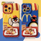 麦门pingu企鹅适用苹果17promax手机壳iphone16pro硅胶15plus毛绒14秋冬13mini情侣12新款 xs7 11高级感x