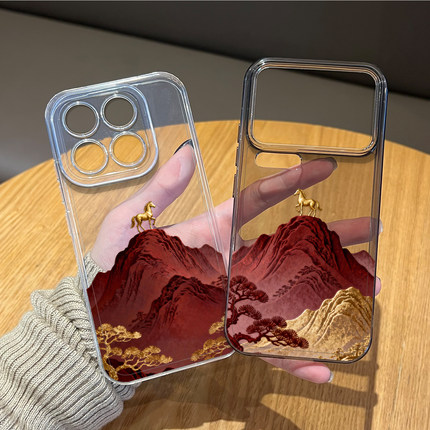 金色小马手机壳适用小米17promax透明15pro红米k90新年80本命年note14马年70红色13限定60新款12/50/11/40/10