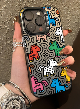 线条涂鸦小马适用小米17promax手机壳15pro红米k90马年80新年note14本命年70高级感13/60新款12/50/11/40/10s