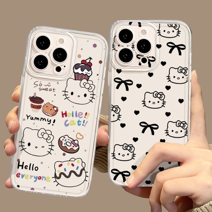 甜品kitty猫手机壳适用小米17promax蝴蝶结15pro红米k80凯蒂猫note14线条70可爱13女生60新款12/50/11/90/10s