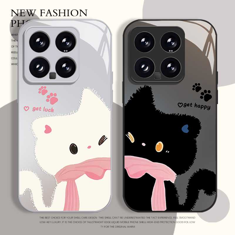 围巾小黑猫手机壳适用小米/红米