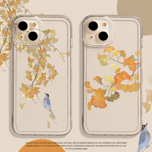 银杏叶新中式手机壳适用oppo系列