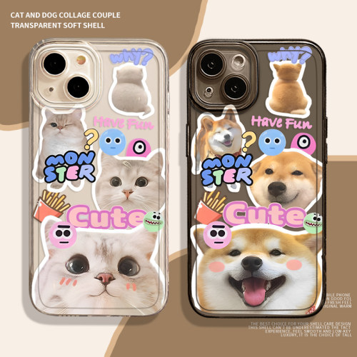 大头猫咪狗狗手机壳适用苹果系列