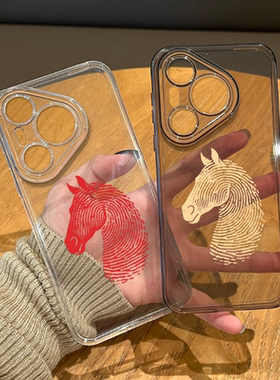 新年指纹红马手机壳适用华为pura80马年mate70pro本命年nova15ultra新款p60小马14男50女40/30/13/12/11/10/9