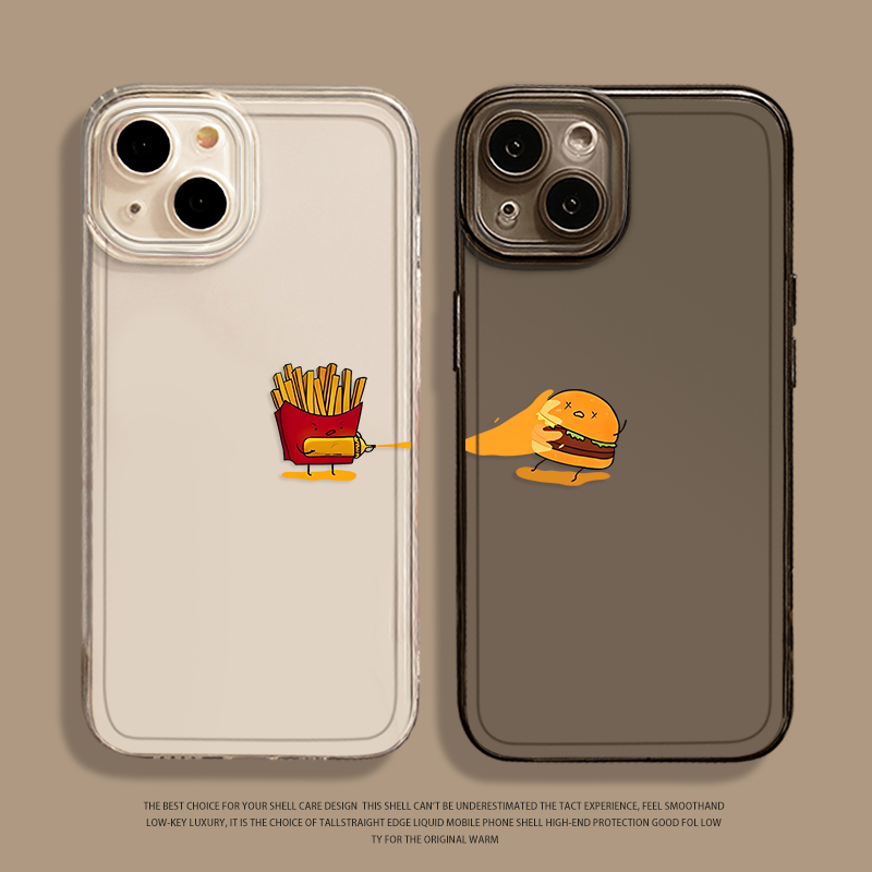 创意汉堡薯条手机壳适用苹果16情侣iphone15promax搞怪14plus趣味13mini可爱12新款11小众x简约8男17女xs/7xr