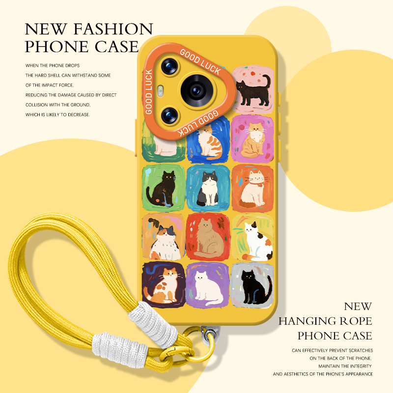 涂鸦油画猫咪手机壳适用华为系列