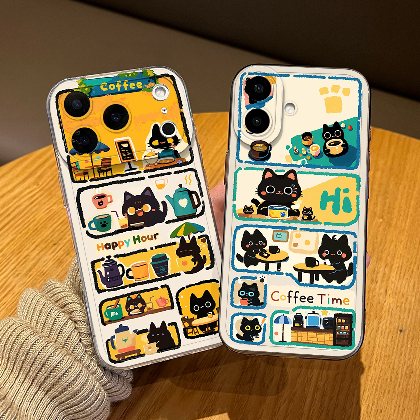 咖啡猫咪手机壳适用华为系列