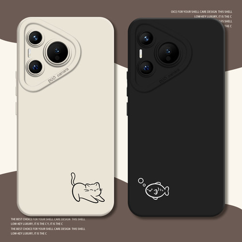 情侣猫咪小鱼手机壳适用华为系列