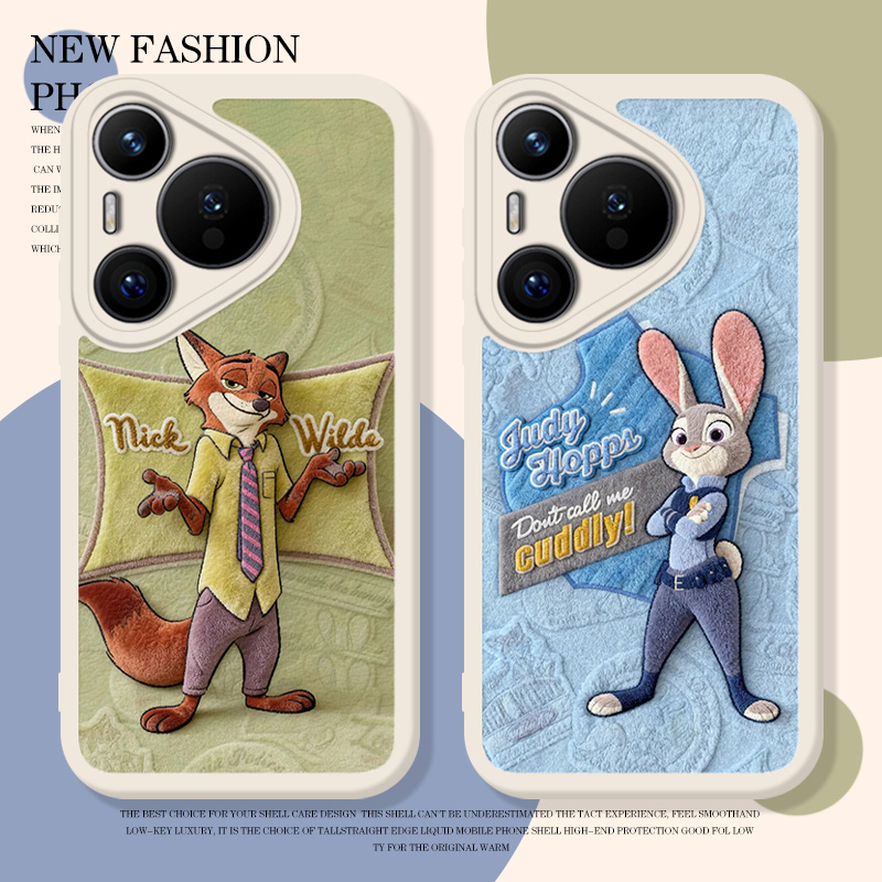 毛绒兔子狐狸手机壳适用华为系列