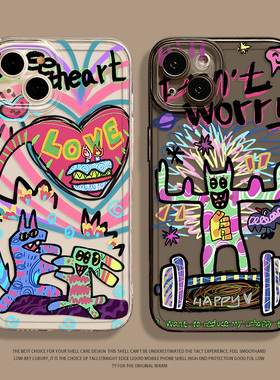 涂鸦怪兽手机壳适用小米15/17promax/14红米k80/90小众k70高级感note13透明k60新款12/11ultra艺术k50/10/k40