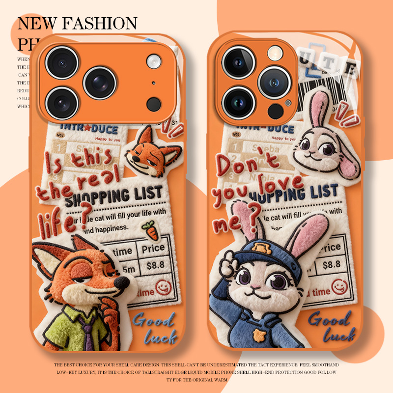 毛绒报纸尼克朱迪手机壳适用苹果