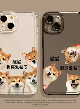 醒醒到你发财了适用苹果16手机壳iphone15promax招财14plus狗狗13mini小狗12新款11情侣x搞怪8趣味17柴犬xs/7